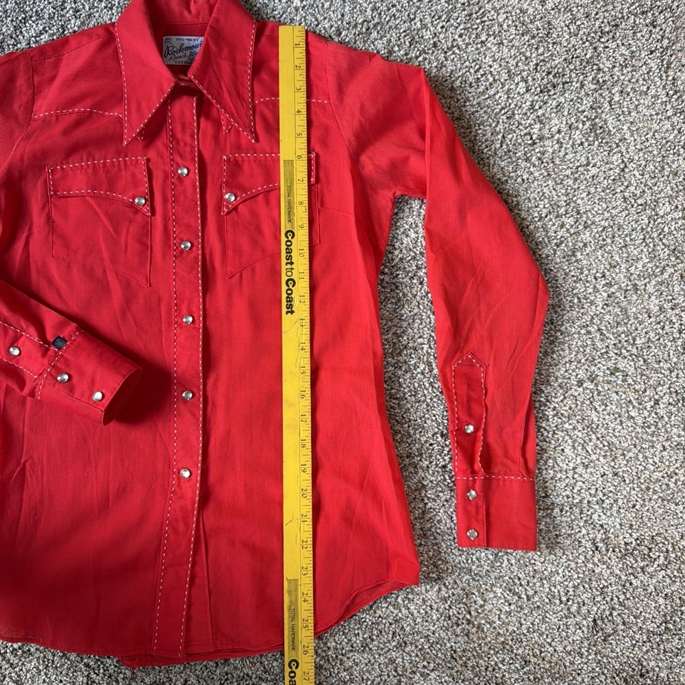Vintage Pearl Snap Shirt Rockmount Ranch Wear Measure unisex small RED - Picture 10 of 16